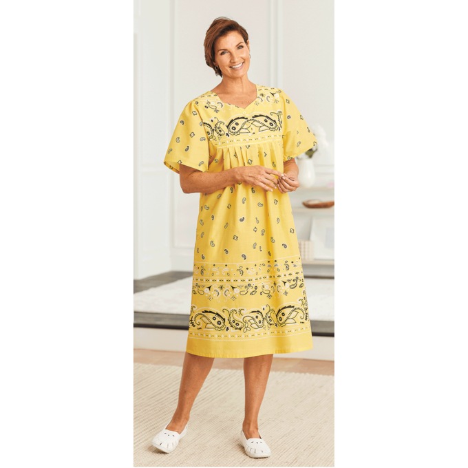 Border Print Patio Dress, Yellow Border, large
