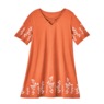 Crossover Neck Tunic, Coral Splash, large
