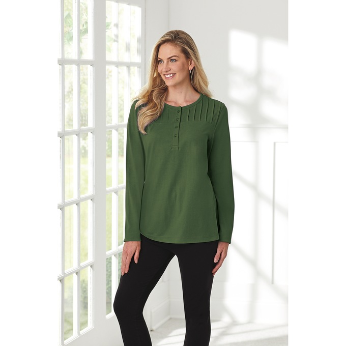 Easy Essentials™ Long-Sleeve Pintuck Top, , large