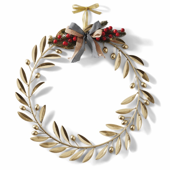 Metal Christmas Wreath, Gold, large