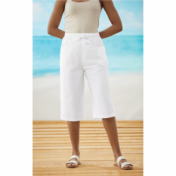 Easy Pull-On Capri, White, large