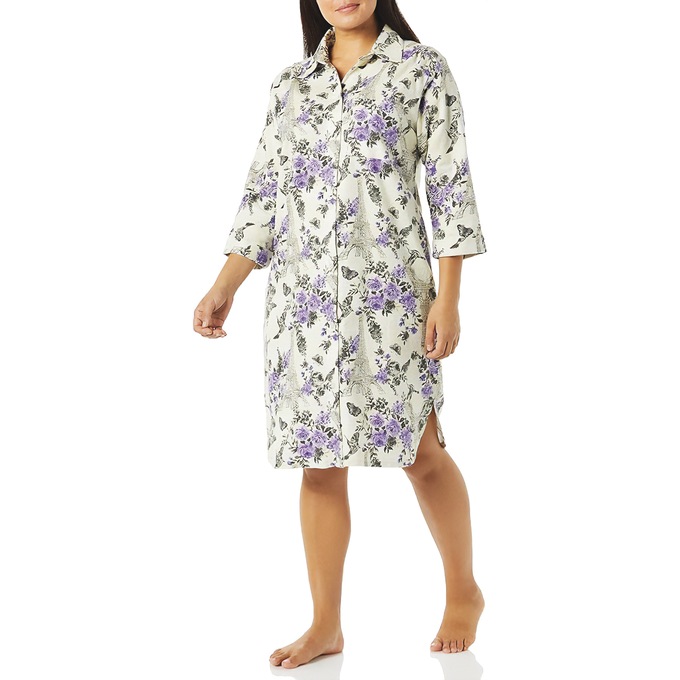 Printed Flannel PJs or Nightshirt, Ivory Tower, large