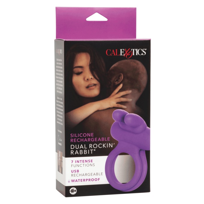 Silicone Rechargeable Dual Rockin' Rabbit Enhancer, , large