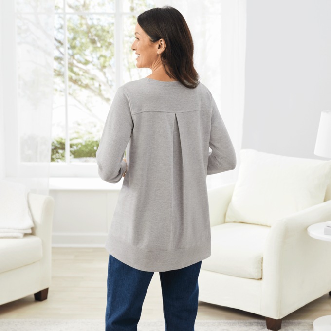 Hi-Low Pleated-Back Tunic, , large