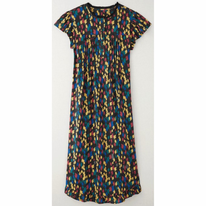 Knit Gown With Embroidery, Black Print, large