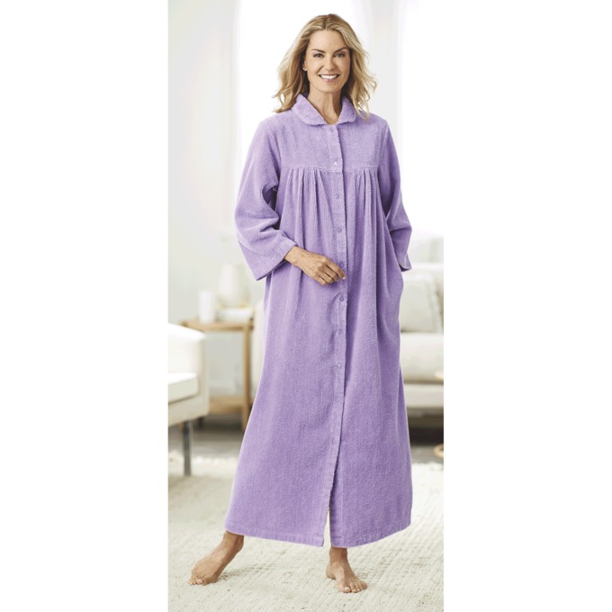 Long Chenille Robe, Lavender, large