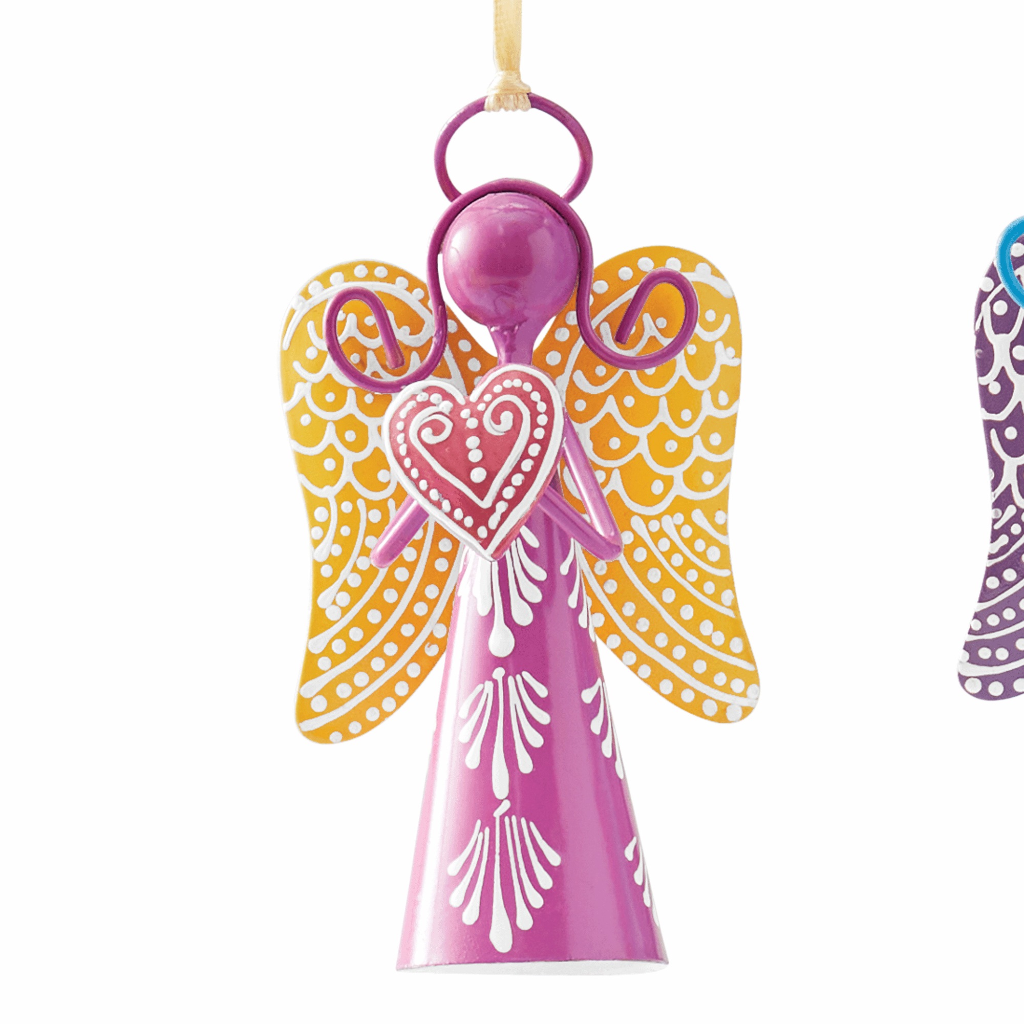 Hand-Painted Angel Bell, Purple, large