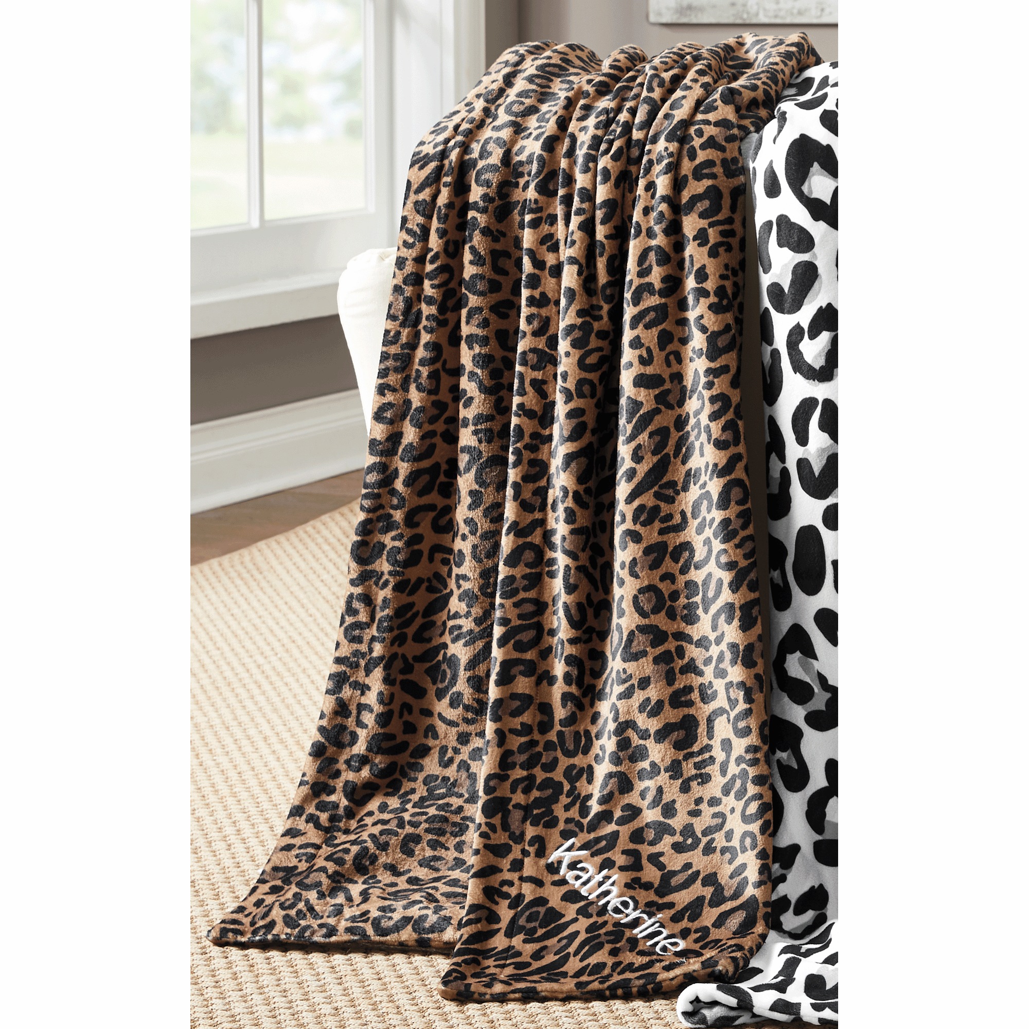 Animal Print Faux Fur Throw, Brown Cheetah, large