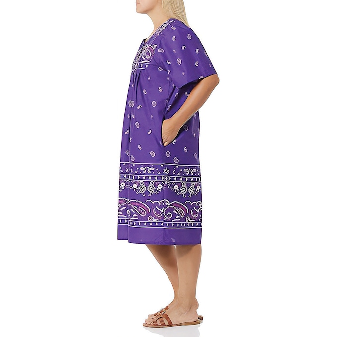 Border Print Patio Dress, Black Berry, large