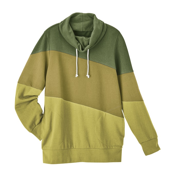 Colorblock Cowl-Neck Sweatshirt, , large
