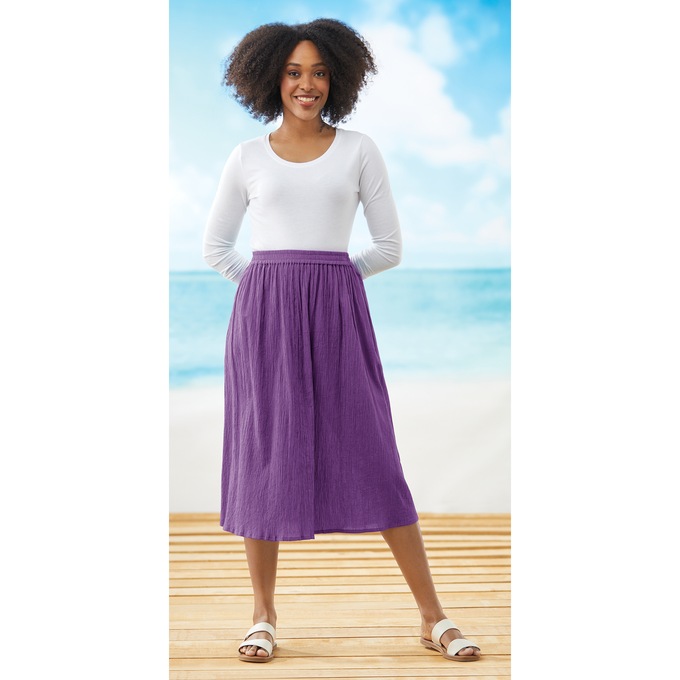 Crinkle Cotton Skirt, , large