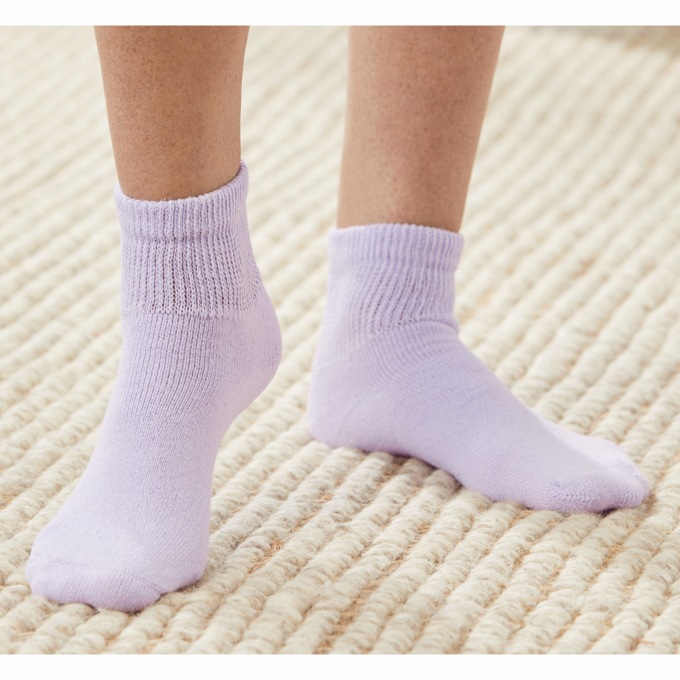3-Pack of Diabetic Crew Socks, Purple Assorted, large
