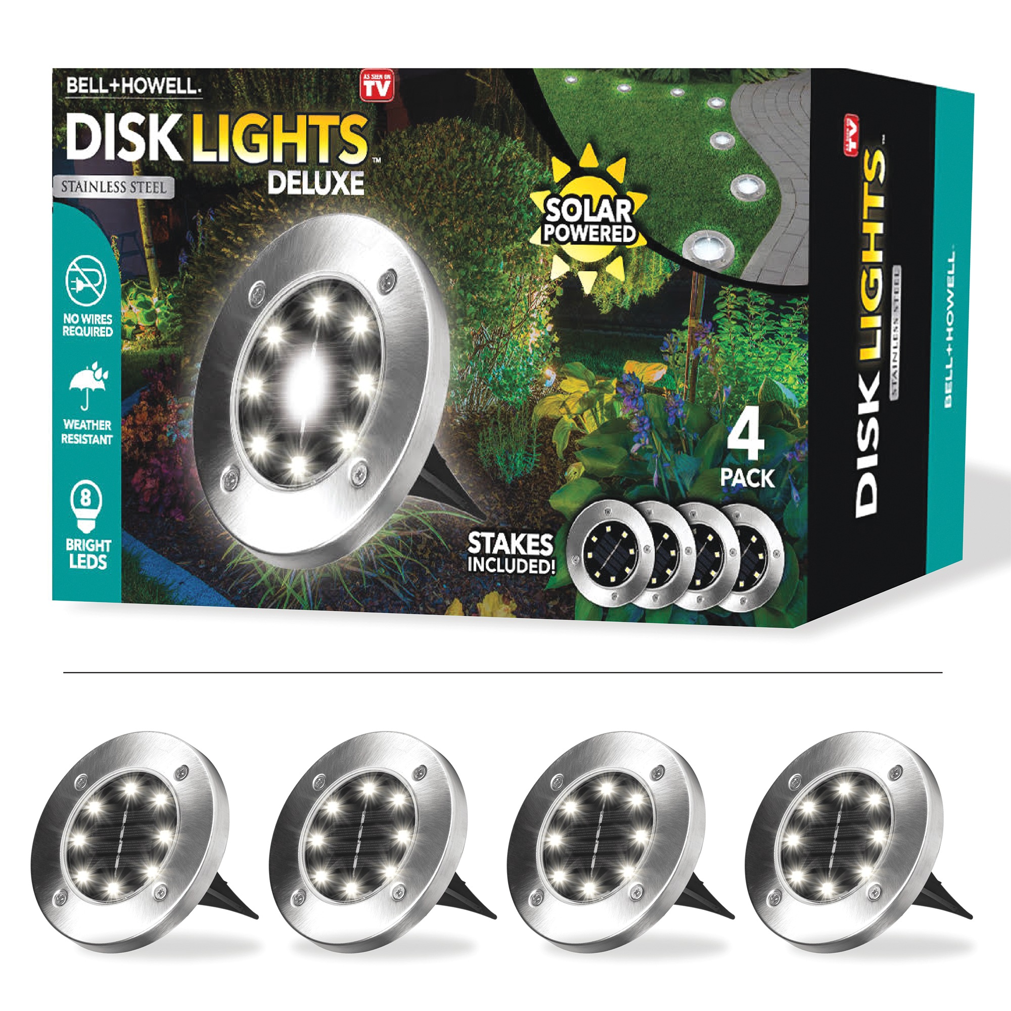 Bell+Howell Disk Lights Deluxe 4-Pack, , large