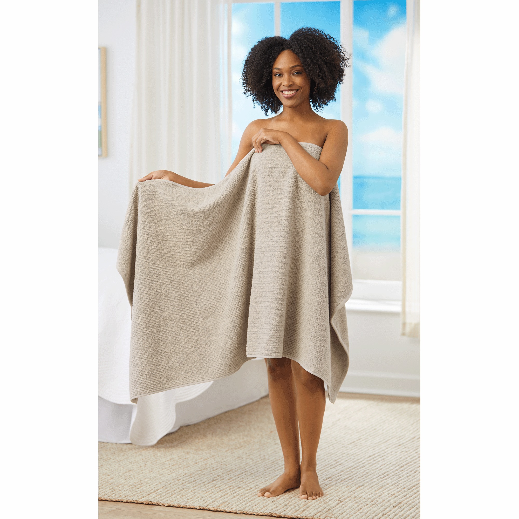 Oversized Towel, Taupe, large
