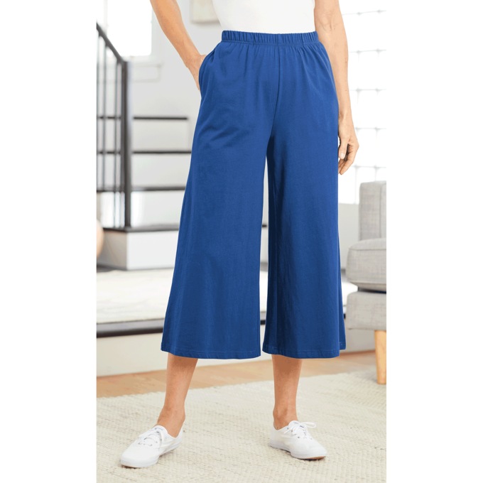 Wide-Leg Capri, Navy, large