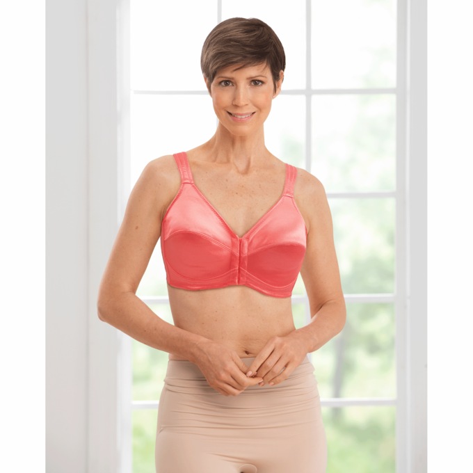 Instant Shaping by Plusform Full-Coverage Satin Bra, Coral, large