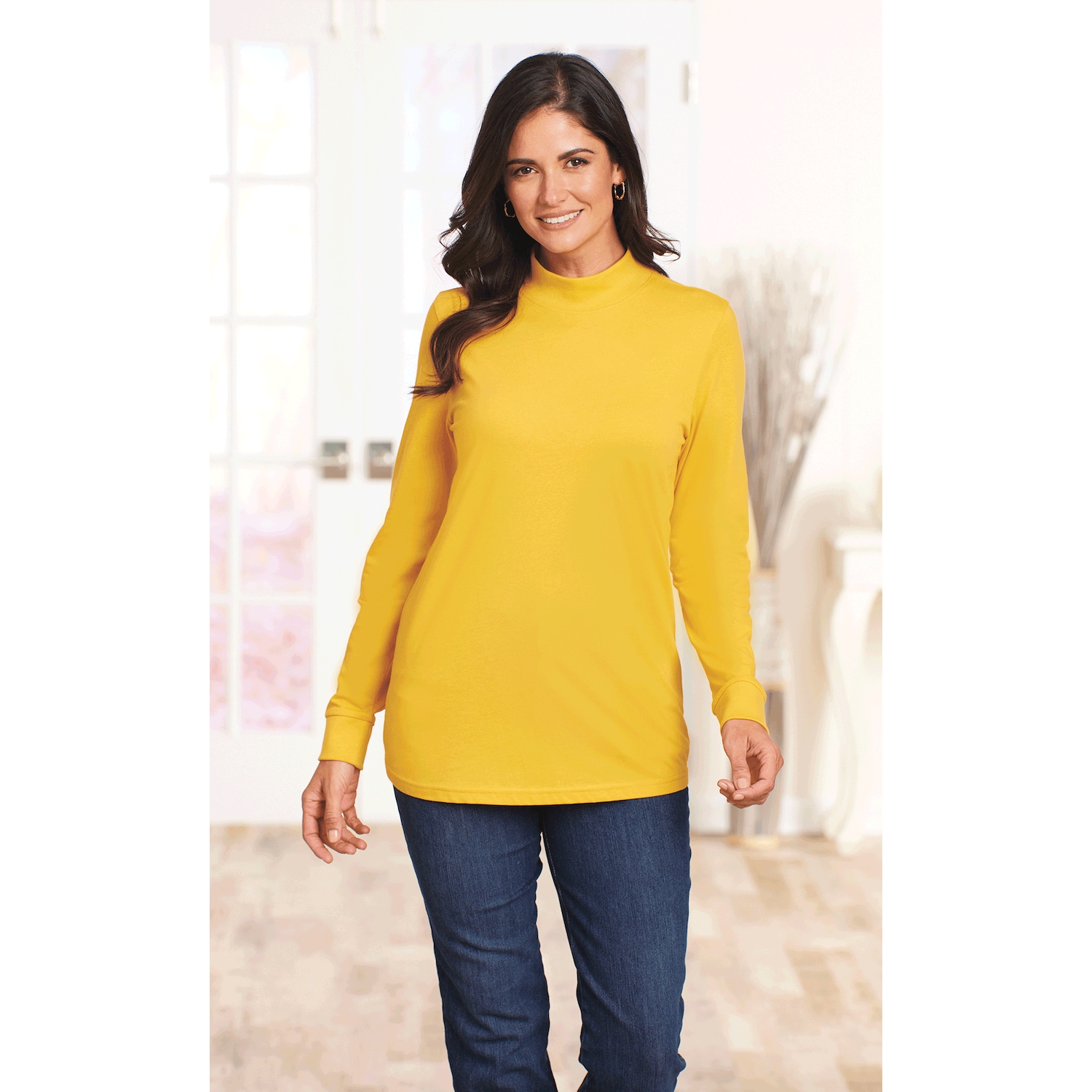 LongSleeve Mock Neck Tops Carol Wright