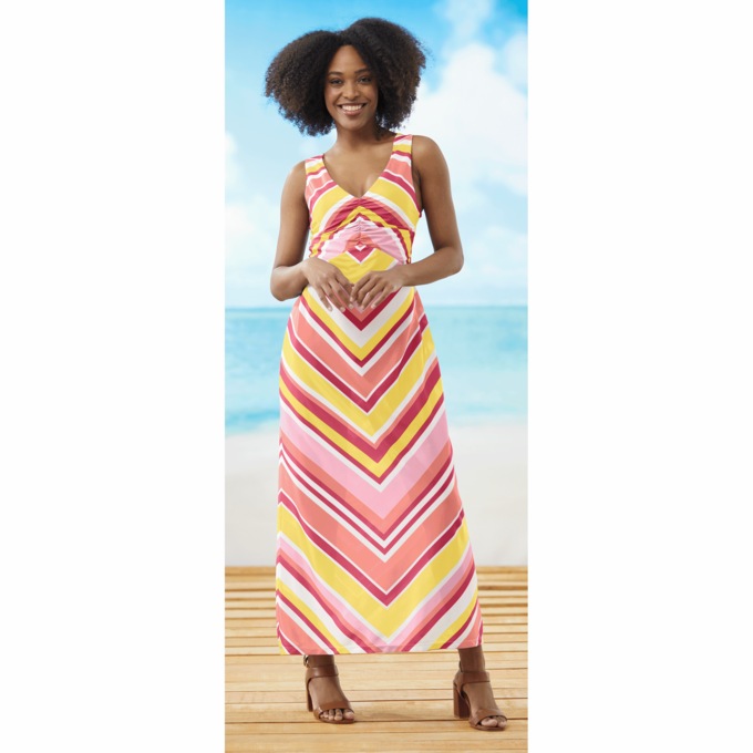 Maxi Mitered Stripe Sundress, , large