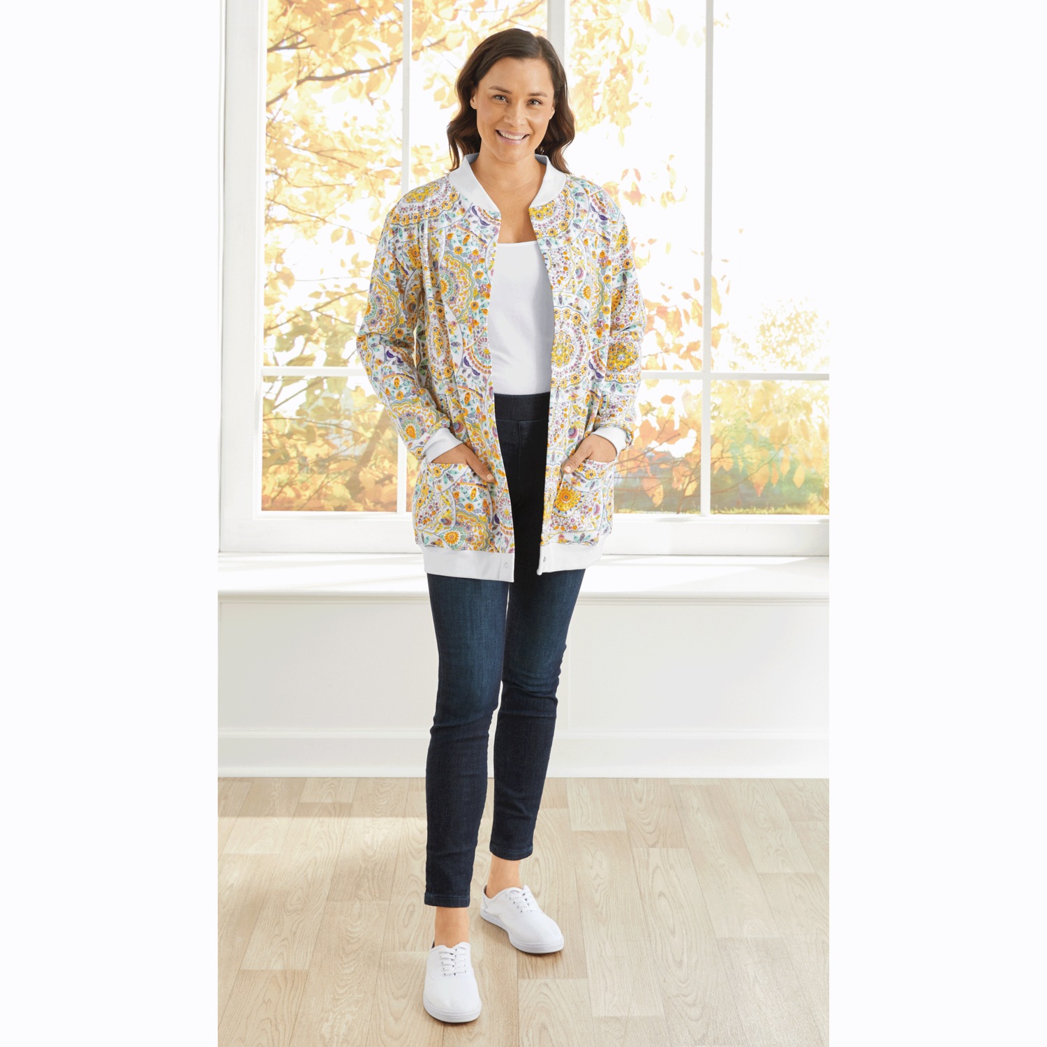 Snap-Front Cotton-Blend Women's Cardigan | Carol Wright