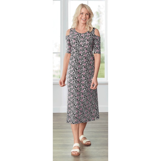 Cold-Shoulder Dress - Print, , large