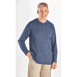 Marled Knit Henley Pullover, , large