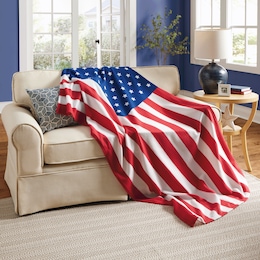 Plush Novelty Throw Blanket, American Flag, large