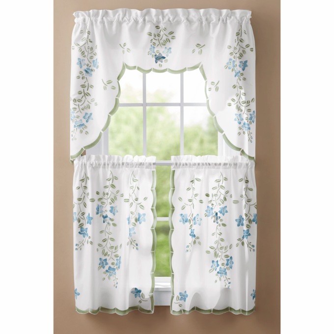 Floral Café Curtain Set, , large