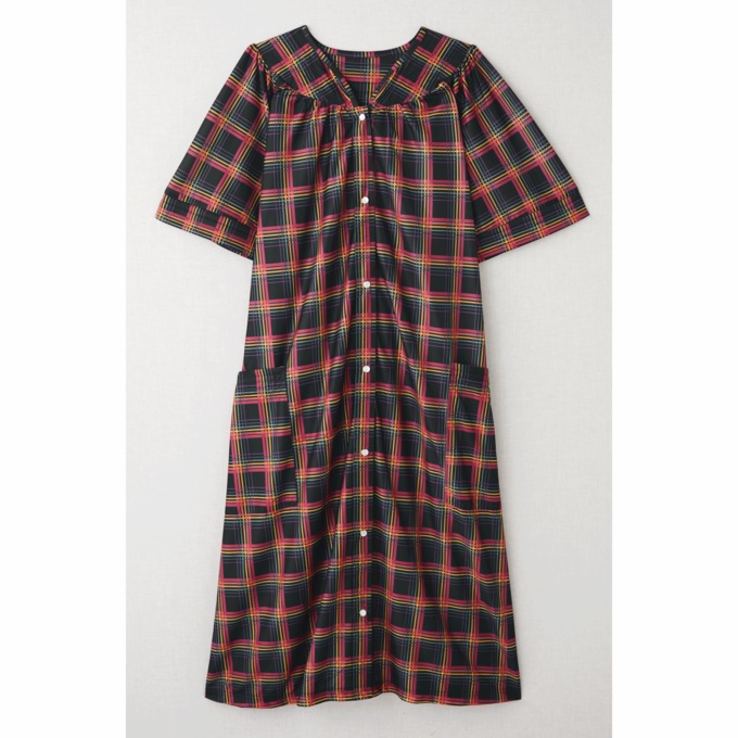 Short-Sleeve Snap-Front Duster with Pockets, , large