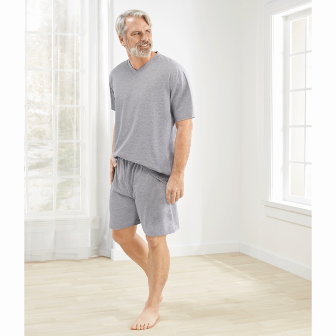 Men's V-Neck Lounging Short Set, , large