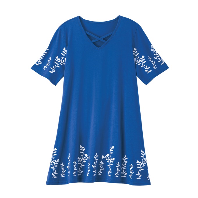 Crossover Neck Tunic, Nautical Blue, large