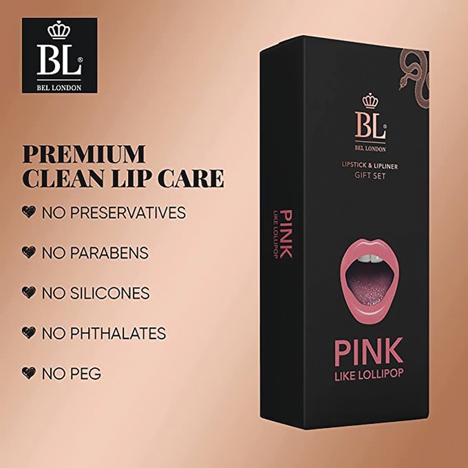 BEL London Lipstick & Lipliner Set, Pink, large