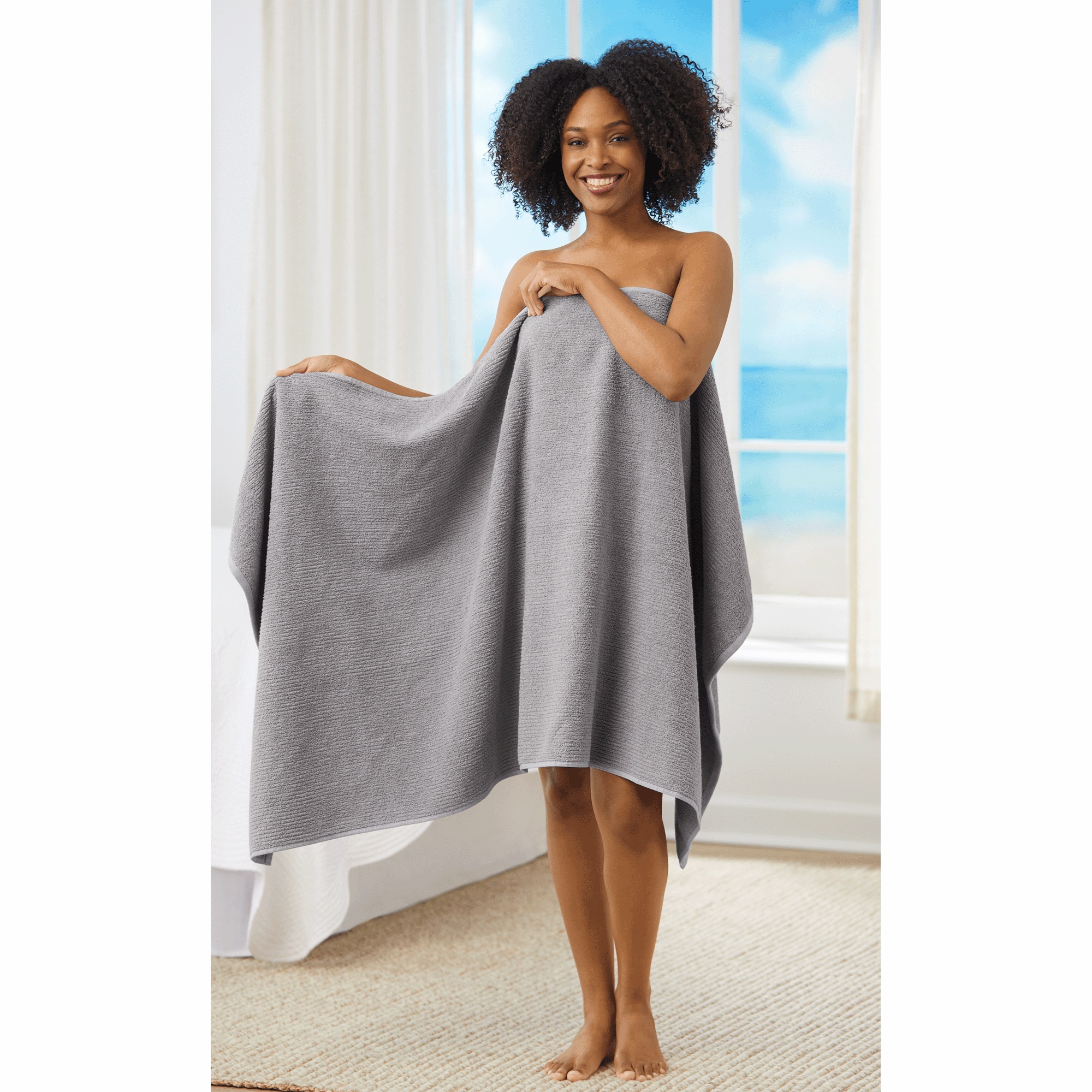 Oversized Towel, Gray, large