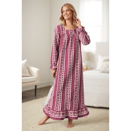 Square-Neck Flannel Nightgown, , large