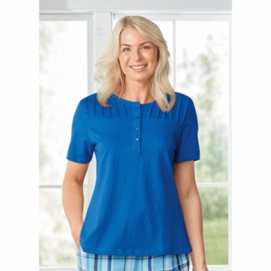 Short-Sleeve Pintuck Top, , large