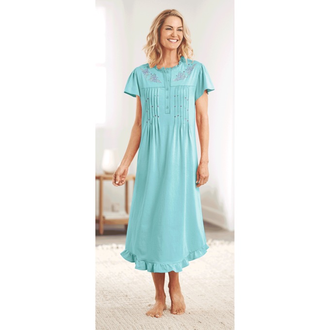Knit Gown With Embroidery, , large