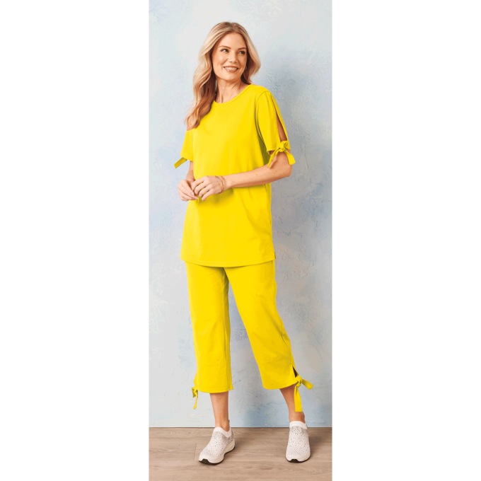 Slit-Sleeve Capri Set, , large