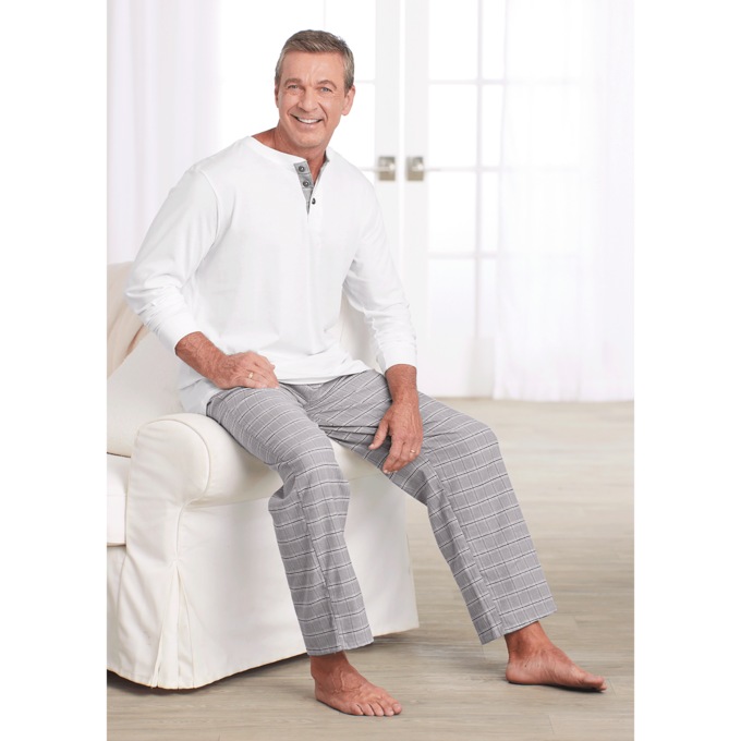 Cozee Corner® 2-pc. Men's Henley Pajama Set, , large