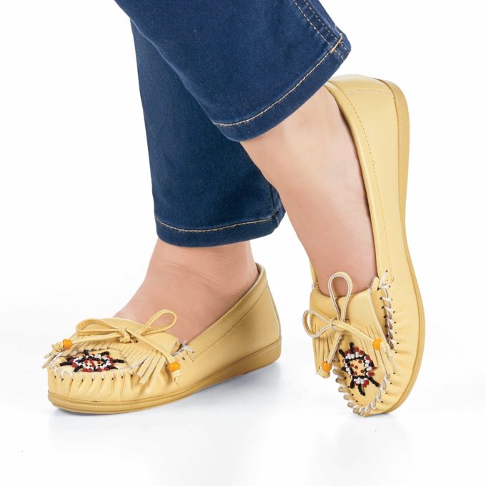 Beaded Moccasin, Gold, large