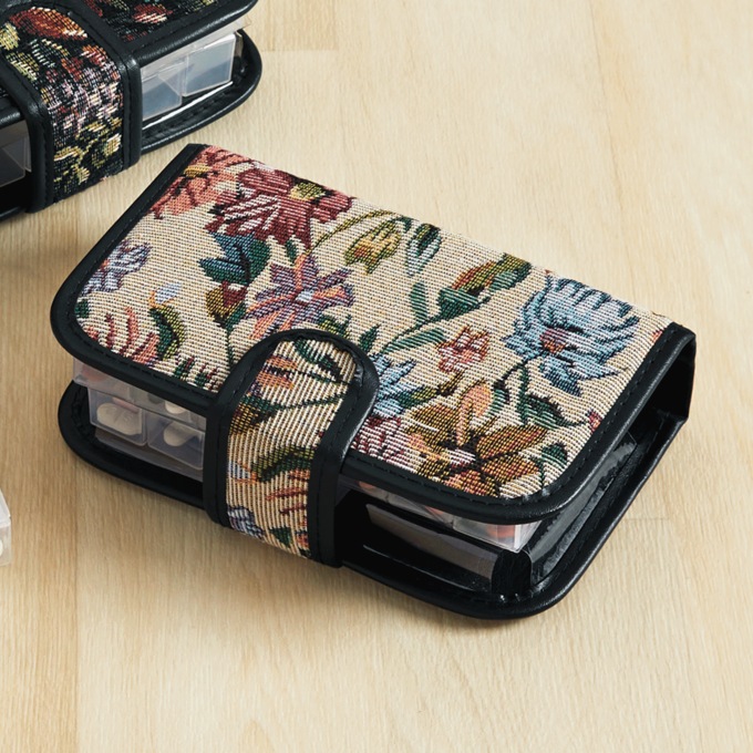 Fabric Daily Pill Holder, Light Floral, large