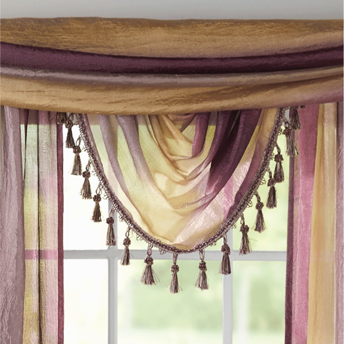 Ombr&eacute; Tasseled Waterfall Valance, , large