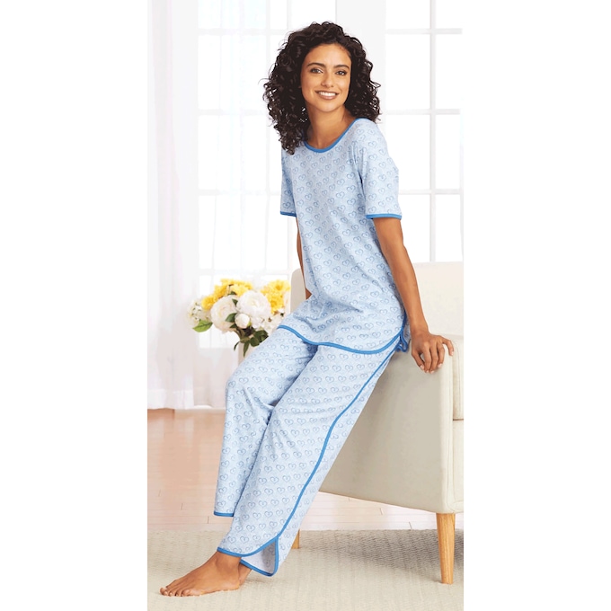Contrast Trim PJs, Blue, large