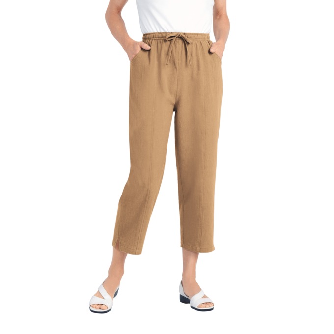 Drawstring Cotton Capris, , large