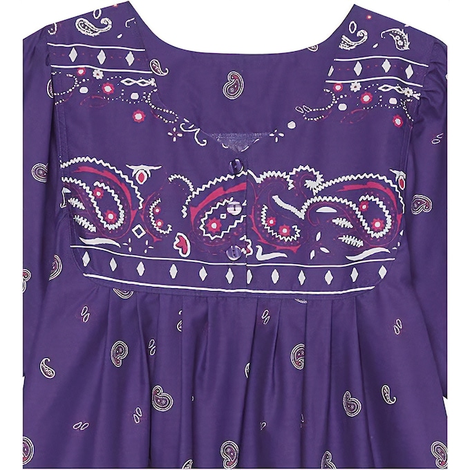 Border Print Patio Dress, Black Berry, large