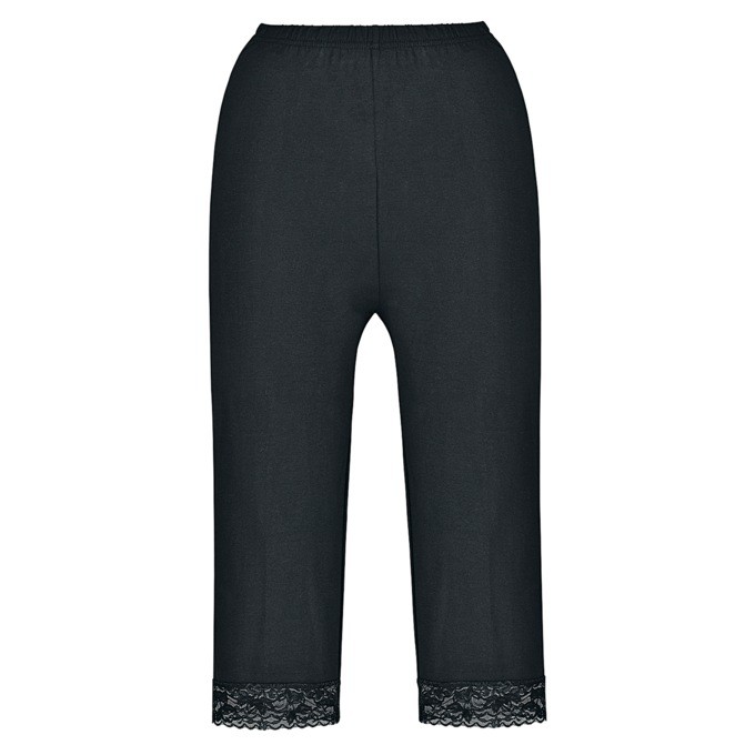 Lace-Trimmed Clam Diggers, Black, large