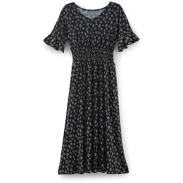 Patterned Smocked Waist Dress, , large