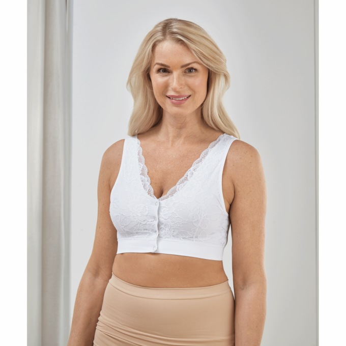 Seamless Lace Snap-Front Bra-2X, , large
