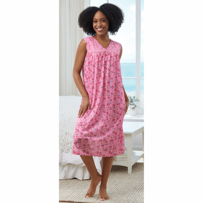 Tricot Print Nightgown, , large