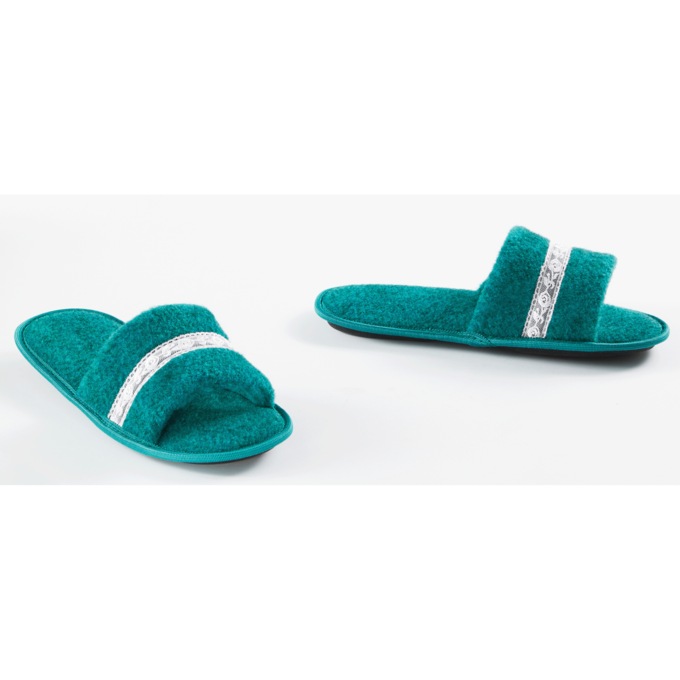 Women's Open Toe, Quilted Slipper, , large