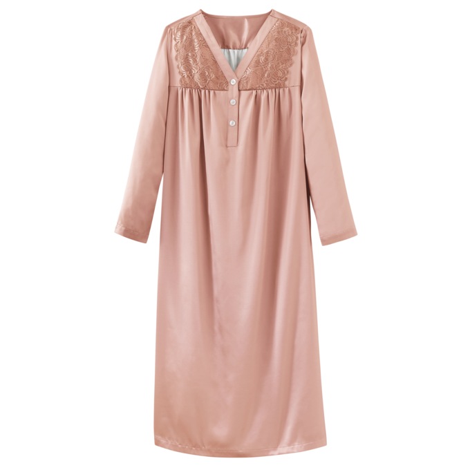 Brushed Back Satin Gown, Rose Gold, large