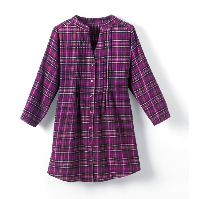 Pintuck Flannel Shirt, Purple, large